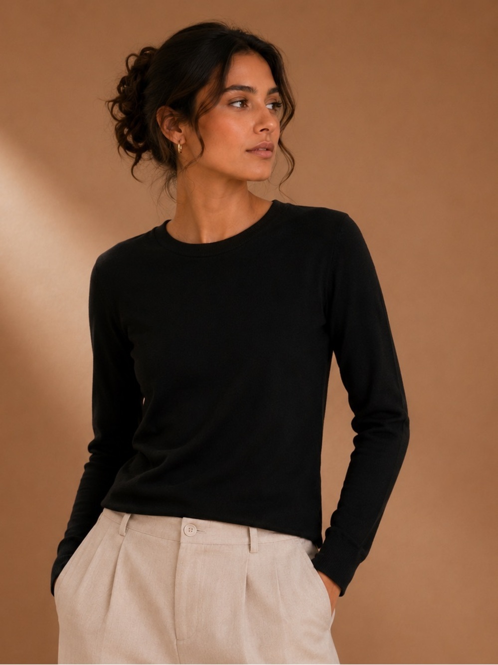 Quince 100% Mongolian Cashmere Black V-Neck Sweater Large Luxury Soft Knit